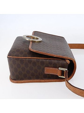 Céline Vintage Macadam Circle Logo Canvas And Leather Brown Canvas Shoulder Bag Bag (view 2)