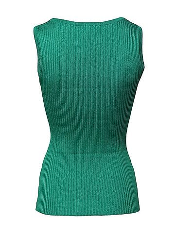 Dolce & Gabbana Green Silk Sleeveless Round Neck Tank Women's Top (view 2)