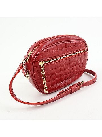 Céline C Charm Camera Quilted Leather Red Leather Handbag (view 2)