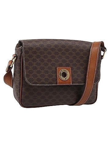 Céline Macadam Shoulder Leather Brown Canvas Crossbody Bag Bag (view 1)