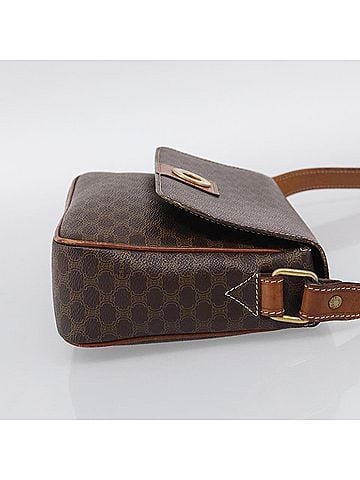 Céline Macadam Shoulder Leather Brown Canvas Crossbody Bag Bag (view 2)