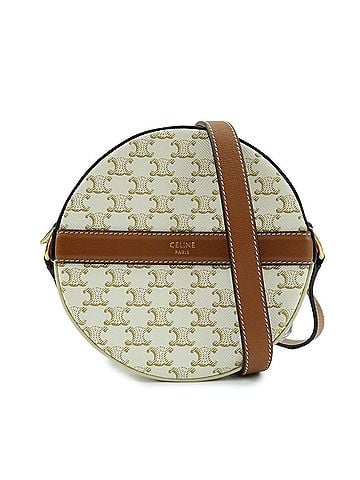 Céline Round Purse On Strap Triomphe Coated Canvas Beige Canvas Crossbody Bag Bag (view 1)