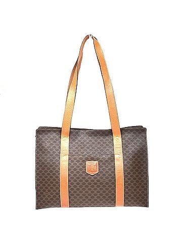 Céline Vintage Macadam Shopper Coated Canvas Brown Canvas Tote Bag Bag (view 1)