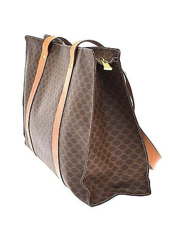 Céline Vintage Macadam Shopper Coated Canvas Brown Canvas Tote Bag Bag (view 2)