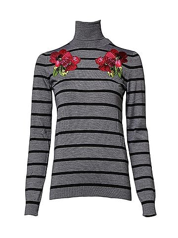 Dolce & Gabbana Gray Floral Embroidery Pullover Women's Sweater (view 1)