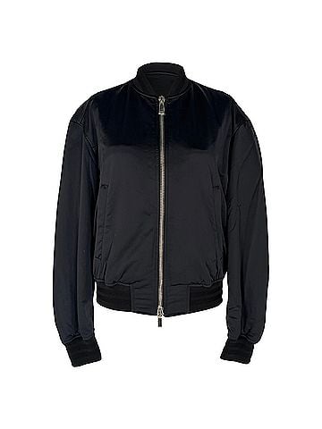 Christian Dior Dior Homme Signature Back Embroidered Logo Bomber Jacket in Black Satin (view 1)