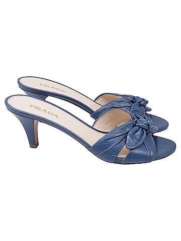 Prada Prada Bow Kitten Heels in Blue Leather (view 1)