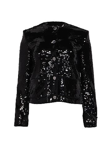 Theory Theory Sequin Pocket Cropped Jacket in Black Polyester (view 1)