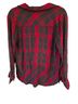 CAbi 100% Rayon Plaid Red Gray Button-Down Shirt Size M - photo 2