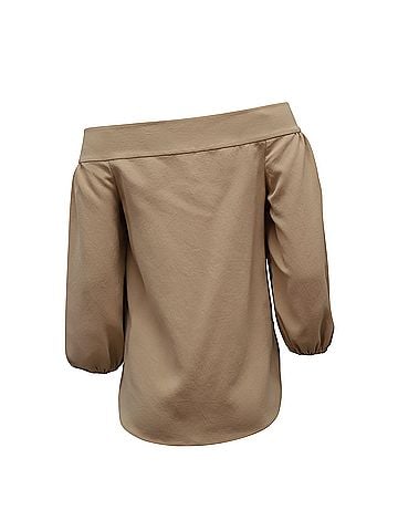 Tibi Tibi Off Shoulder Top in Beige Polyester (view 2)