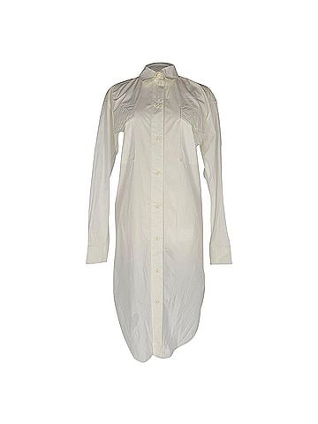 Céline Celine Button-Down Midi Shirt Dress in White Cotton (view 1)