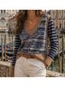 Tory Burch Stripes Brown Blue Multi Color Pullover Sweater Size XL - photo 5