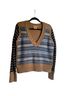 Tory Burch Stripes Brown Blue Multi Color Pullover Sweater Size XL - photo 1