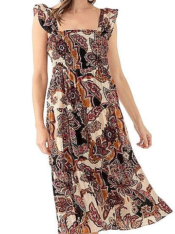 Vince Camuto Paisley Smocked Maxi Dress Casual Dress (view 1)