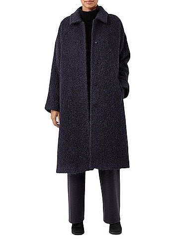 Eileen Fisher Suri Alpaca Boucle Classic Collar Coat Coat (view 2)