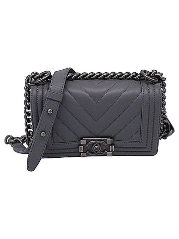 Chanel Chanel Small Boy Flap Shoulder Bag in Grey Calf Leather (view 1)