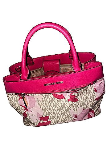 Michael Kors Hailee Granita Pink Floral Print Leather Satchel (view 1)