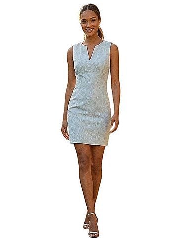 Sara Campbell Pale Blue Sleeveless Sheath Dress with V-Notch Cocktail Dress (view 1)