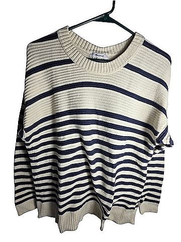 Madewell Striped Button-Back Sweater Pullover Sweater (view 1)