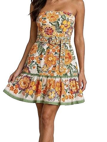 Joie Strapless Floral Print Mini Dress Casual Dress (view 1)