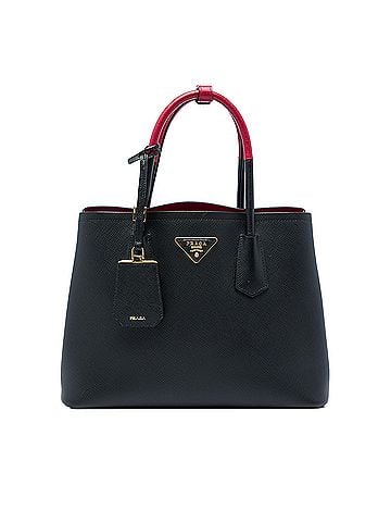 Prada Medium Bicolor Saffiano Cuir Double Satchel (view 1)