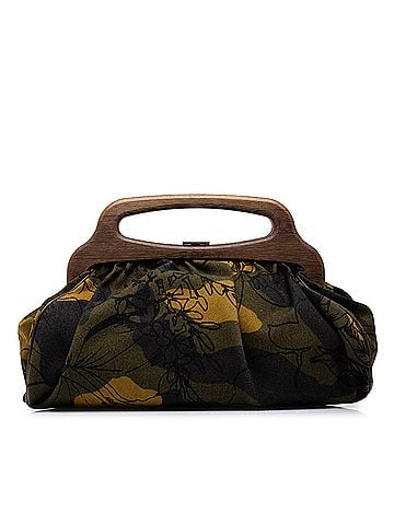 Miu Miu Canvas Camouflage Floral Wood Frame Top Handle Bag (view 1)