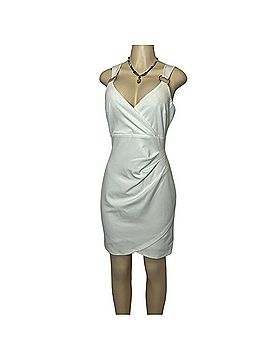 Guess Guess Los Angeles Ivory Wrap Bodycon Mini Dress Gold Ring Straps Cocktail Dress (view 1)
