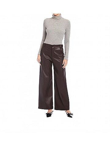 Fifteen Twenty Lara Faux Leather Wide Leg Pants in Brown (view 2)