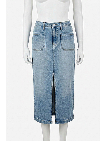 Just Black Utility Midi Denim Skirt in Medium Wash (view 1)