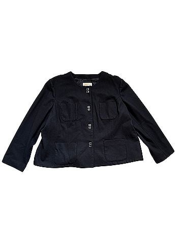 Michael Kors black collarless boxy utility wool blend Jacket (view 1)