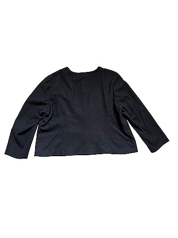 Michael Kors black collarless boxy utility wool blend Jacket (view 2)