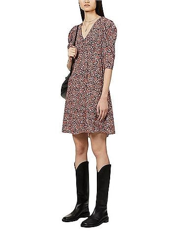 The Kooples Puff Sleeve Crepe Mini Dress Cocktail Dress (view 1)
