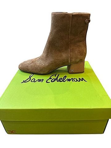 Paige Sam Edelman Taupe Suede Ankle Bootie Ankle Boots (view 1)