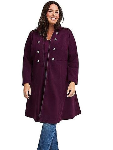 Torrid Zip Front Military Peacoat Coat (view 1)