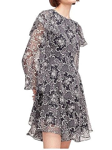 Rebecca Taylor Rochelle Fleur Ruffle Silk Dress Casual Dress (view 1)