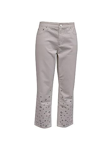 Michael Kors Michael Kors Izzy Embellished Cropped Skinny Jeans in White Cotton (view 1)