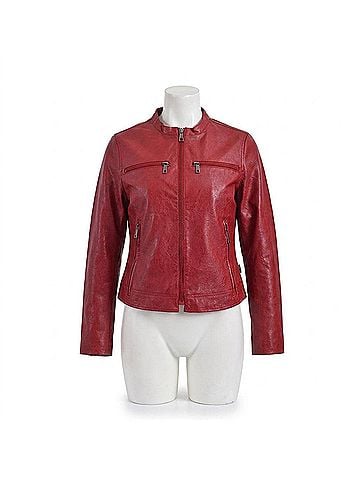 Lee Synthetic Leather Racer Jacket in Red (view 1)