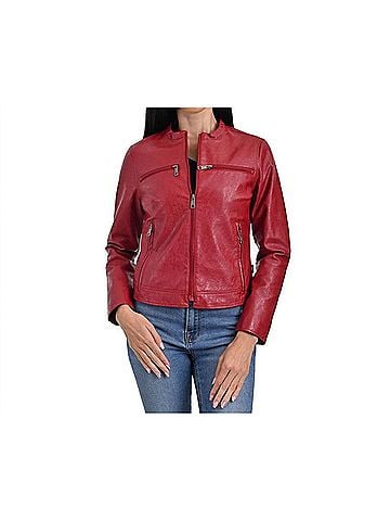Lee Synthetic Leather Racer Jacket in Red (view 2)