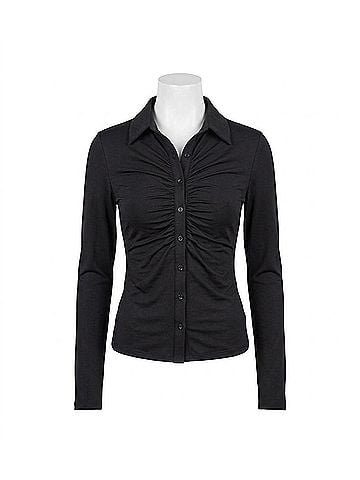 RD Style Jori Shirred Top in Black (view 1)