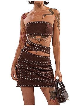 Akira Party's Here Suede Cut-out Mini Dress Casual Dress (view 1)
