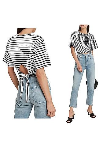 A.L.C. A.L.C. Jules Cotton Cropped T-shirt Tee Short Sleeve Blouse (view 2)