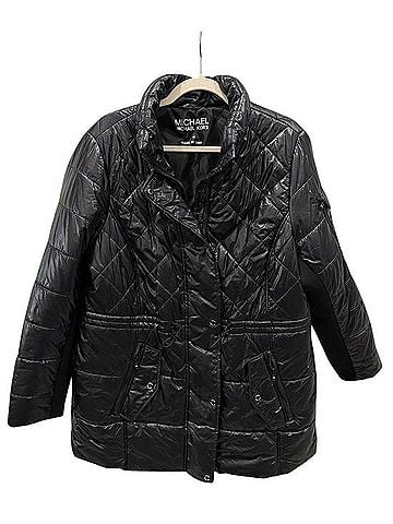 Michael Kors Black Quilted Drawstring Waist Puffer Coat Jacket (view 1)