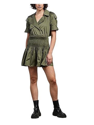 Self-Portrait Smocked Cotton Trench Mini Dress Casual Dress (view 1)