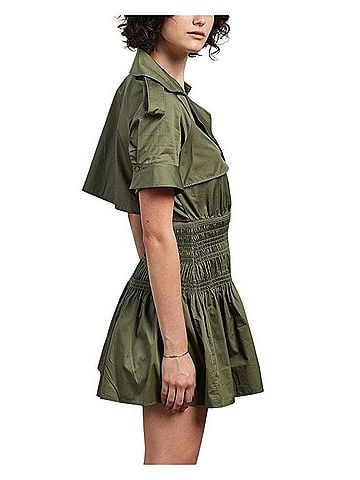 Self-Portrait Smocked Cotton Trench Mini Dress Casual Dress (view 2)