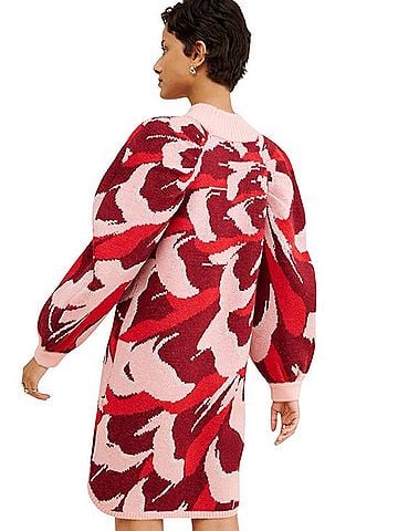 FARM Rio SPink &amp; Red Knit Puff-Sleeve Dress Casual Dress (view 2)
