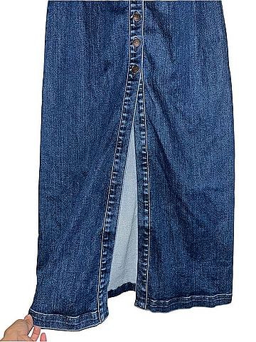 American Eagle Outfitters Denim Button-Up Midi Dress / V-Neck Denim Maxi Dress Casual Dress (view 2)