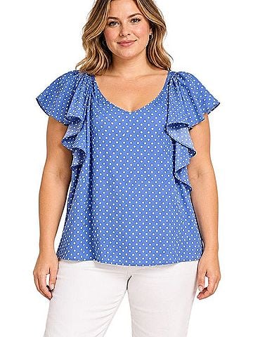 Kate Spade New York Tea Garden Dot Flutter Top Short Sleeve T-Shirt (view 2)