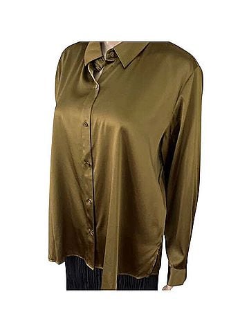 Eileen Fisher Stretch Silk Charmeuse Button Front Shirt Long Sleeve Blouse (view 1)