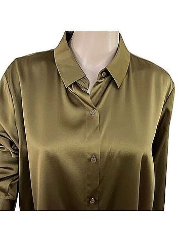 Eileen Fisher Stretch Silk Charmeuse Button Front Shirt Long Sleeve Blouse (view 2)
