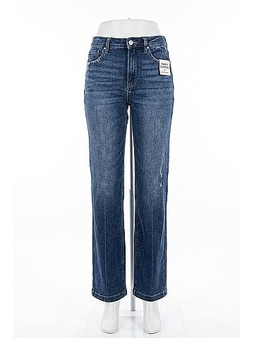 Risen High Rise Tummy Control Straight Leg Jeans in Dark Wash (view 1)